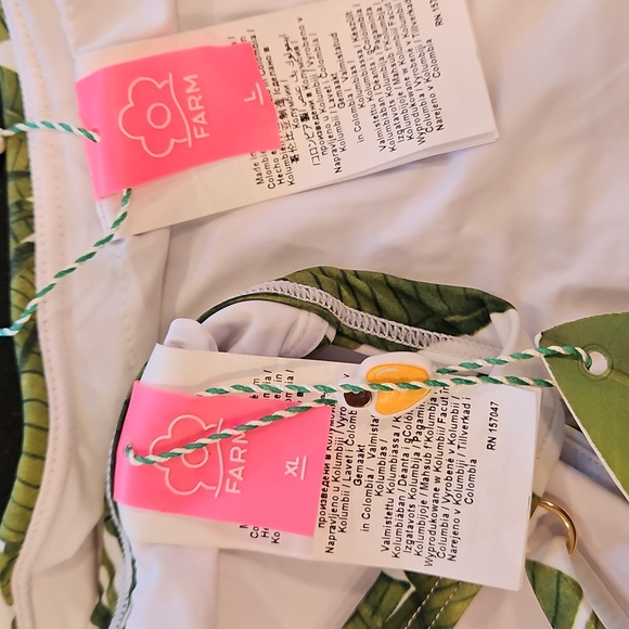 💕FARM RIO Palm Fan Bikini Set Triangle Bikini Top + Low Bikini Bottom XL/L NWT - Picture 12 of 14